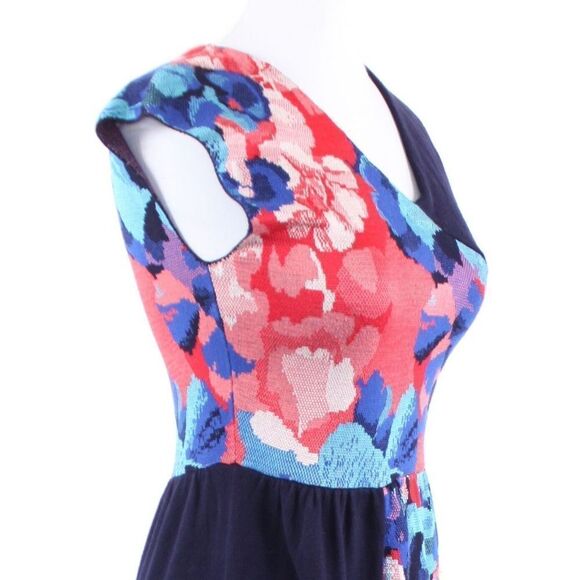 Navy blue red floral LEIFSDOTTIR sheath dress PS - Picture 4 of 8